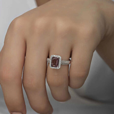 Supertrend Gümüş Mor Baget Taşlı Kadın Yüzük