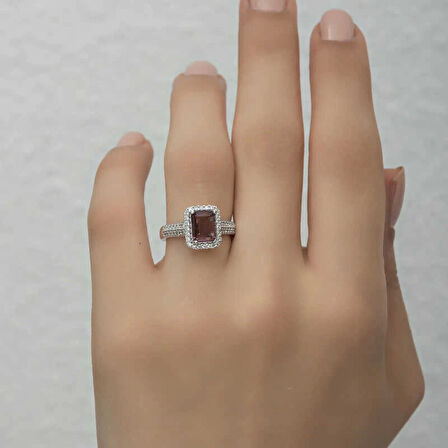 Supertrend Gümüş Mor Baget Taşlı Kadın Yüzük