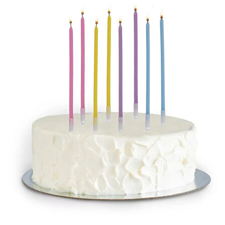 Karışık Renkli Makaron Uzun Doğum Günü Mumu