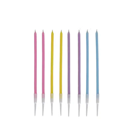 Karışık Renkli Makaron Uzun Doğum Günü Mumu