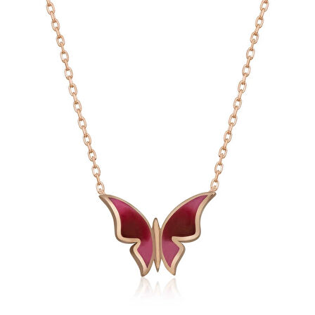 Supertrend Gümüş Rose Minimal Kelebek Kadın Kolye