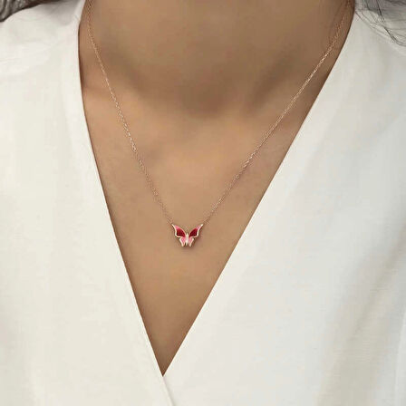 Supertrend Gümüş Rose Minimal Kelebek Kadın Kolye