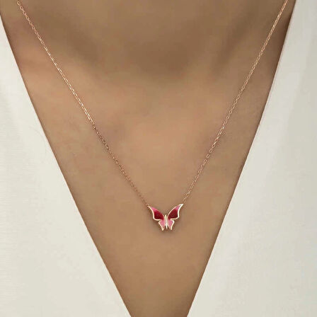 Supertrend Gümüş Rose Minimal Kelebek Kadın Kolye