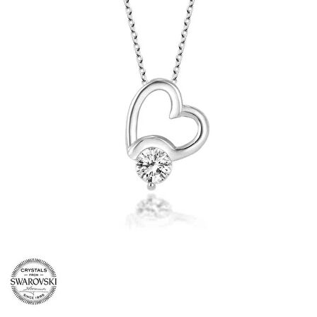 Supertrend ' Taşlı Gümüş Kalp Kadın Kolye