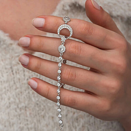 Supertrend Gümüş Zirkon Taşlı Ay Yıldız Kadın Bileklik