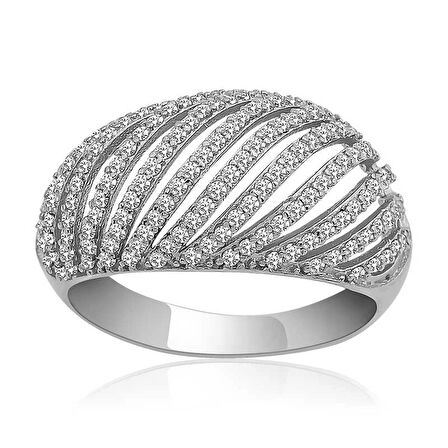 Supertrend Gümüş Zirkon Taşlı Bombeli Kadın Yüzük