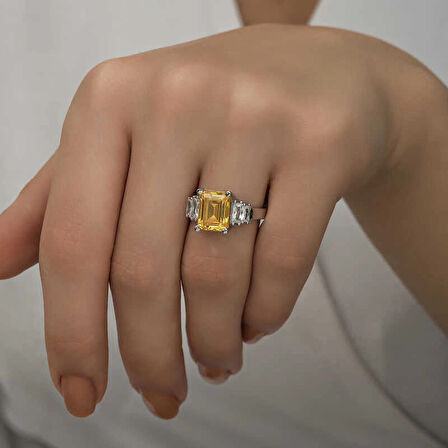 Supertrend Gümüş Sarı Baget Taşlı Kadın Yüzük