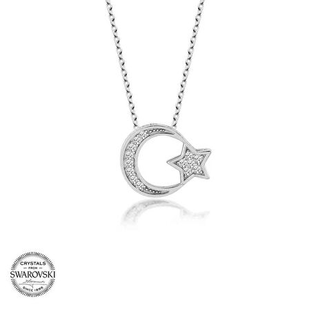 Supertrend ' Taşlı Gümüş Ayyıldız Kadın Kolye