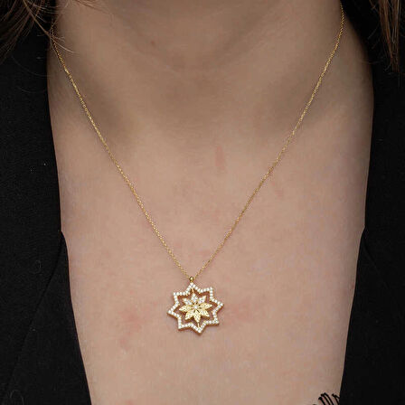 Supertrend Gümüş Gold Kar Tanesi Kadın Kolye