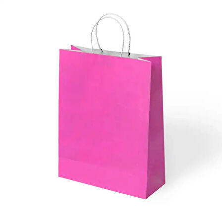 Fuşya Büküm Saplı Kraft Çanta 25x31cm