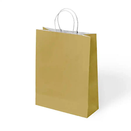 Altın Büküm Saplı Kraft Çanta 25x31cm