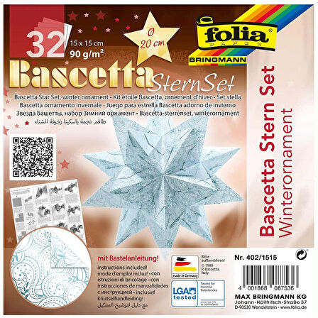 Supertrend Bascetta Stern Çift Taraflı Origami Kağıdı 15x15 cm. 32 Yaprak KIŞ MOTİFİ BEYAZ