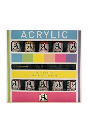 Supertrend Mona Lisa Akrilik Boya Seti 10 Renk x 40 ml. (Fırça Hediyeli)