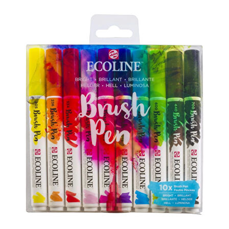 Supertrend Ecoline Brush Pen Fırça Uçlu Kalem Seti 10 Renk BRIGHT COLOURS
