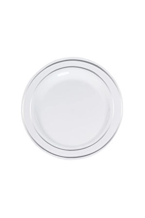 Supertrend Lüks Plastik Tabak Gümüş Yaldızlı Beyaz 19cm 6lı