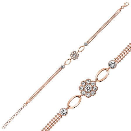 Supertrend Gümüş Rose Çiçek Modelli Bileklik