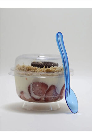 Transparan Parlak Mavi Dalgalı Dondurma-Tatlı Kaşık 50li