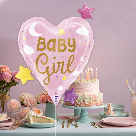 Baby Girl Heart Stars Supertrend Folyo Balon 25"