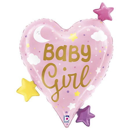 Baby Girl Heart Stars Supertrend Folyo Balon 25"
