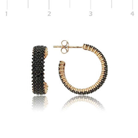 Supertrend Gümüş Üç Sıralı Siyah Tamtur Küpe