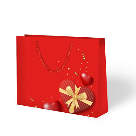 Kalp Valentine Karton Çanta 42x38cm
