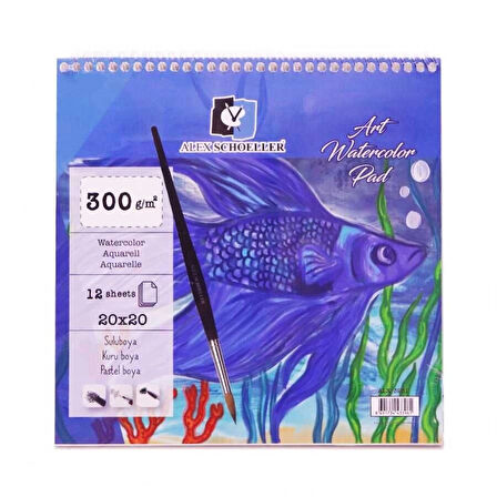 Supertrend Art Watercolour Pad Spiralli Sulu Boya Defteri Blok 300 gr. 20x20 cm. 12 yaprak
