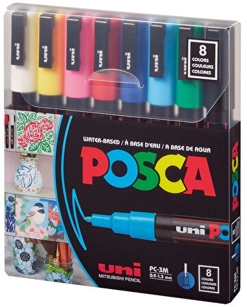 Supertrend Posca PC-3M 0.9-1.3 Su Bazlı Boyama Markörü Seti Ana Renkler 8 RENK