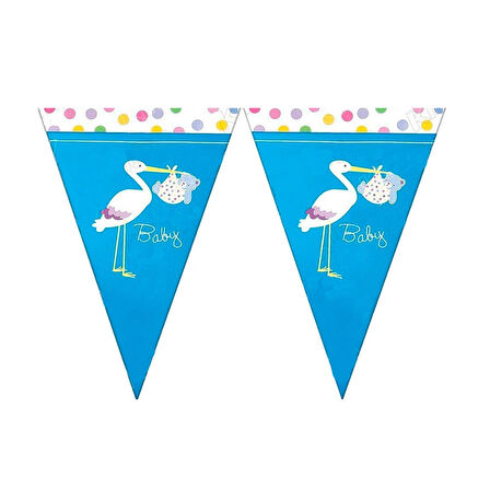 Mavi Leylek Üçgen Flama