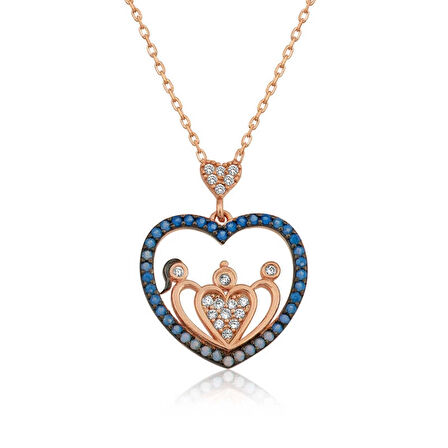 Supertrend ​gümüş Rose Kalpli Aile Kadın Kolye