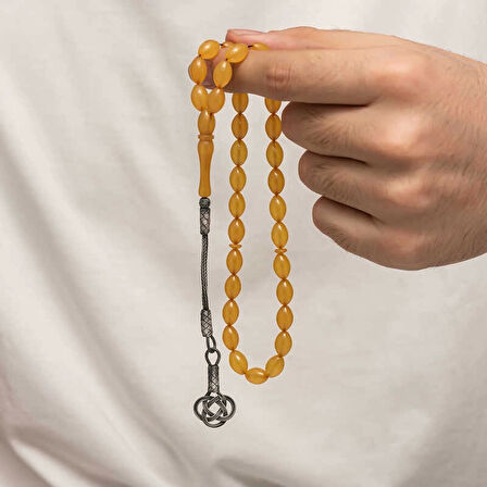 Supertrend Gümüş Kazaz Püsküllü Sıkma Kehribar Tesbih