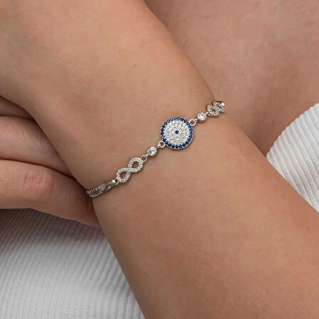 Supertrend Gümüş Nazarlı Sonsuzluk Kadın Bileklik