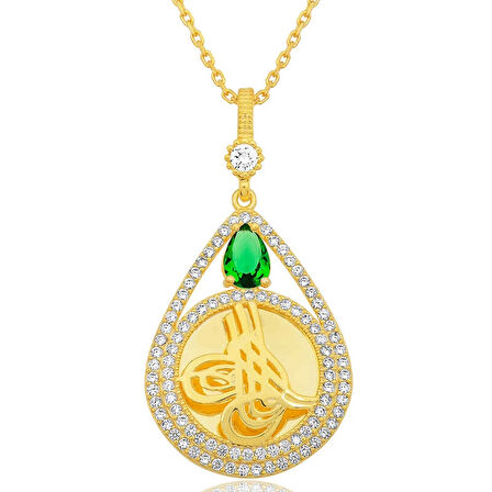 Supertrend Gümüş Gold Kaplama Damla Tuğralı Kadın Kolye