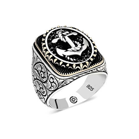 Supertrend Gümüş Deniz Çapası Oval Erkek Yüzük