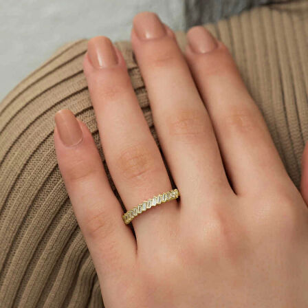 Supertrend ​​gümüş Gold Sıralı Baget Taşlı Kadın Yüzük