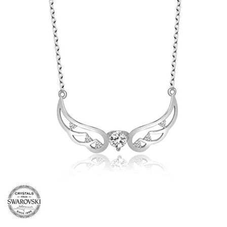 Supertrend ' Taşlı Gümüş Kanat Kadın Kolye