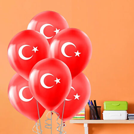 Ay Yıldız Baskılı Pastel Balon 11"