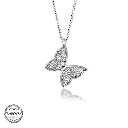 Supertrend ' Taşlı Gümüş Kelebek Kadın Kolye