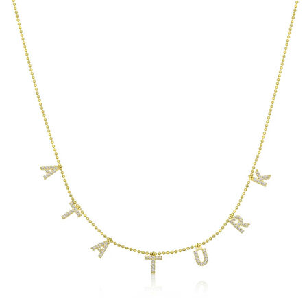 Supertrend Gümüş Gold Atatürk Yazılı Kadın Kolye