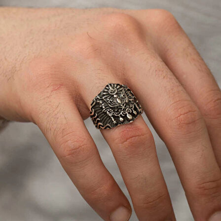 Supertrend Gümüş Osmanlı Devlet Armalı Erkek Yüzük