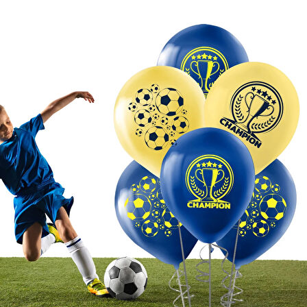Champion Baskılı Sarı Lacivert Pastel Balon 12"