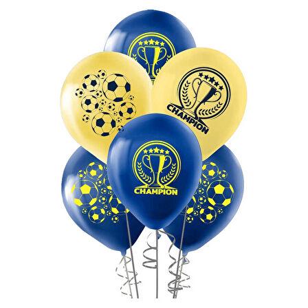 Champion Baskılı Sarı Lacivert Pastel Balon 12"