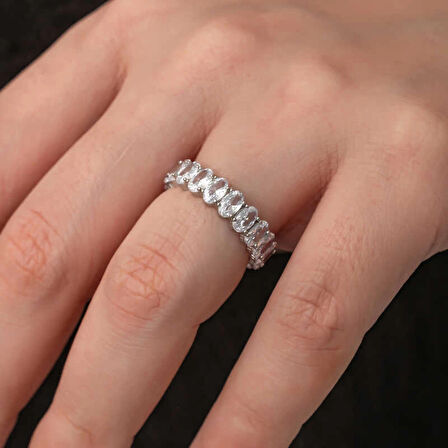 Supertrend Gümüş Oval Taşlı Tamtur Kadın Yüzük