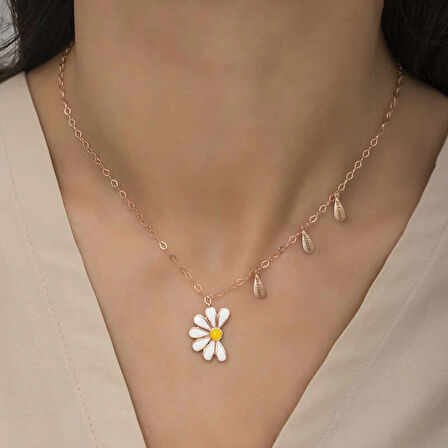 Supertrend Gümüş Rose Papatya Seviyor Sevmiyor Kadın Kolye