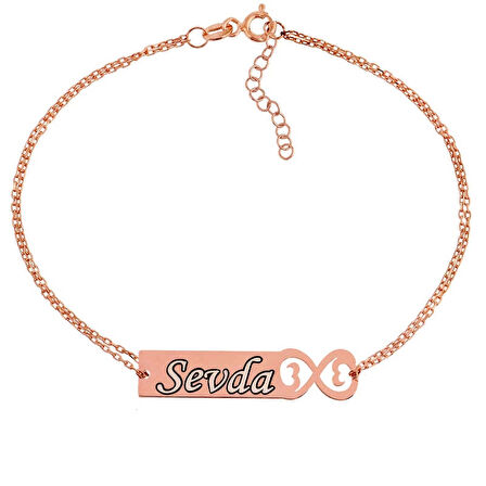 Supertrend Gümüş Rose Kişiye Özel Sonsuzluk İsimli Kadın Bileklik