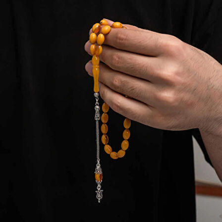 Supertrend Gümüş Püskül Sıkma Kehribar Tesbih