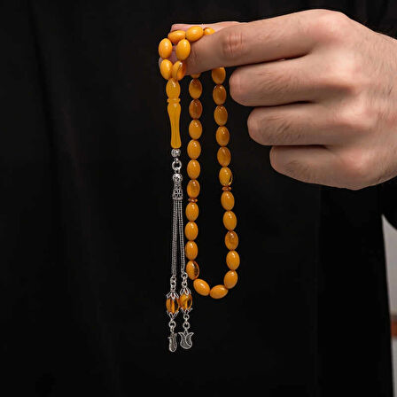 Supertrend Gümüş Püskül Sıkma Kehribar Tesbih