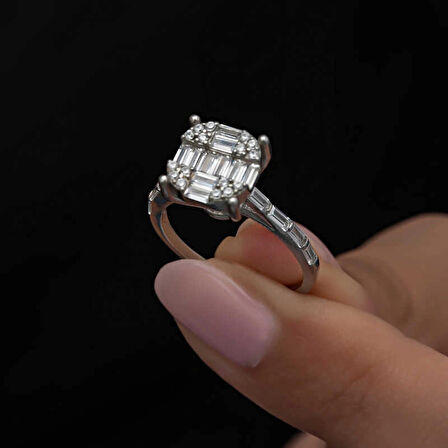 Supertrend Gümüş Baget Taşlı Kadın Yüzük