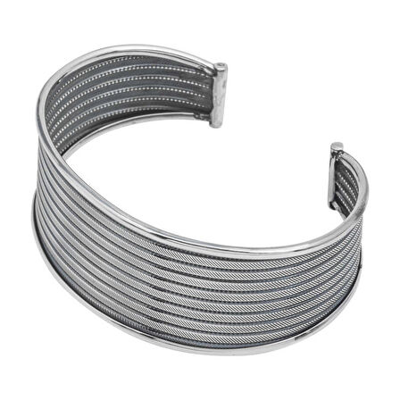 Supertrend Gümüş Eskitme Desenli Kadın Bilezik