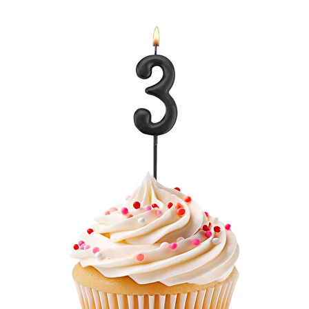 3 Rakam Siyah Çubuk Mum