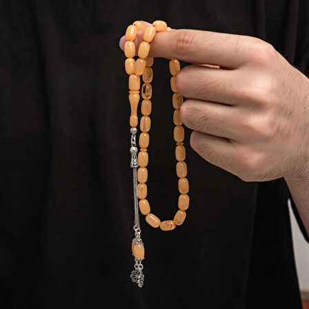 Supertrend Gümüş Püskül Sıkma Kehribar Tesbih